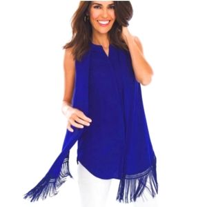 Chico Royal Blue sleeveless fringe blouse